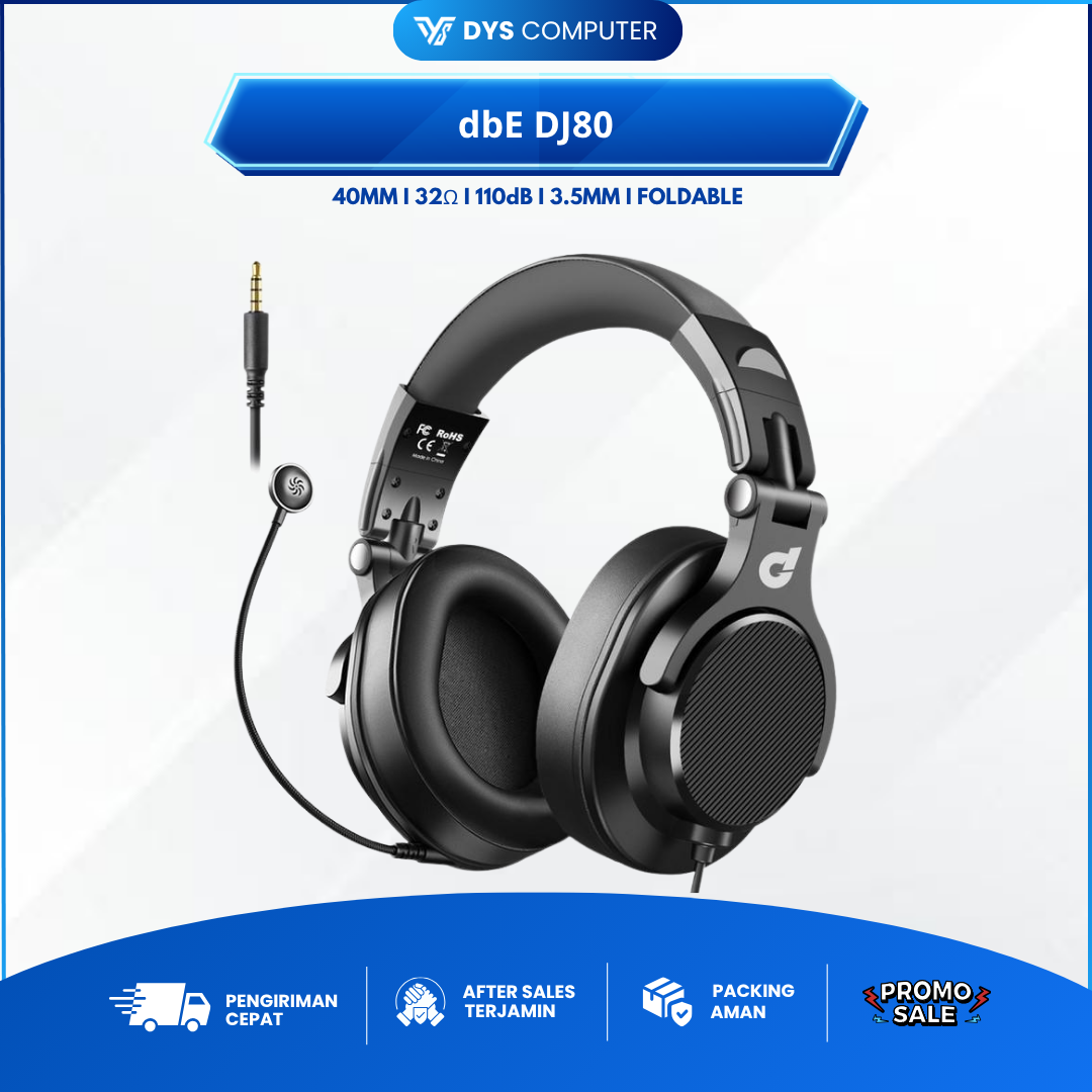 dbE DJ80 Foldable DJ Headphone with Detachable Microphone