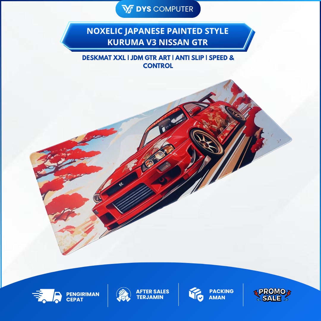 Noxelic Japanese Painted Style Kuruma V3 Nissan GTR JDM Car Culture Gaming Mousepad Deskmat - Desk Mat Alas Mouse Pads - Non Jahit