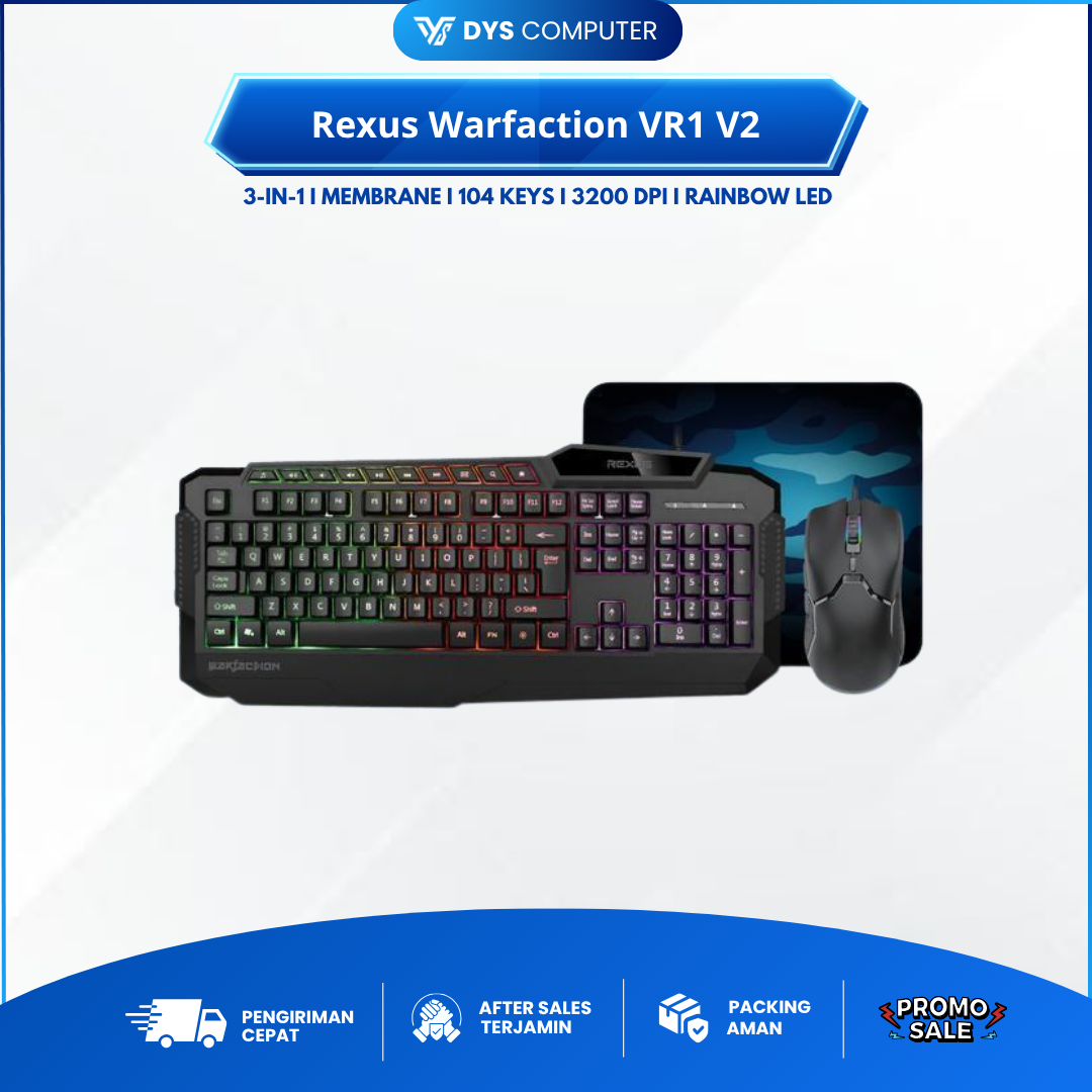 Rexus Warfaction VR1 V2 Combo 3 in 1 Bundling Keyboard Mouse Mousepad Gaming Bundle