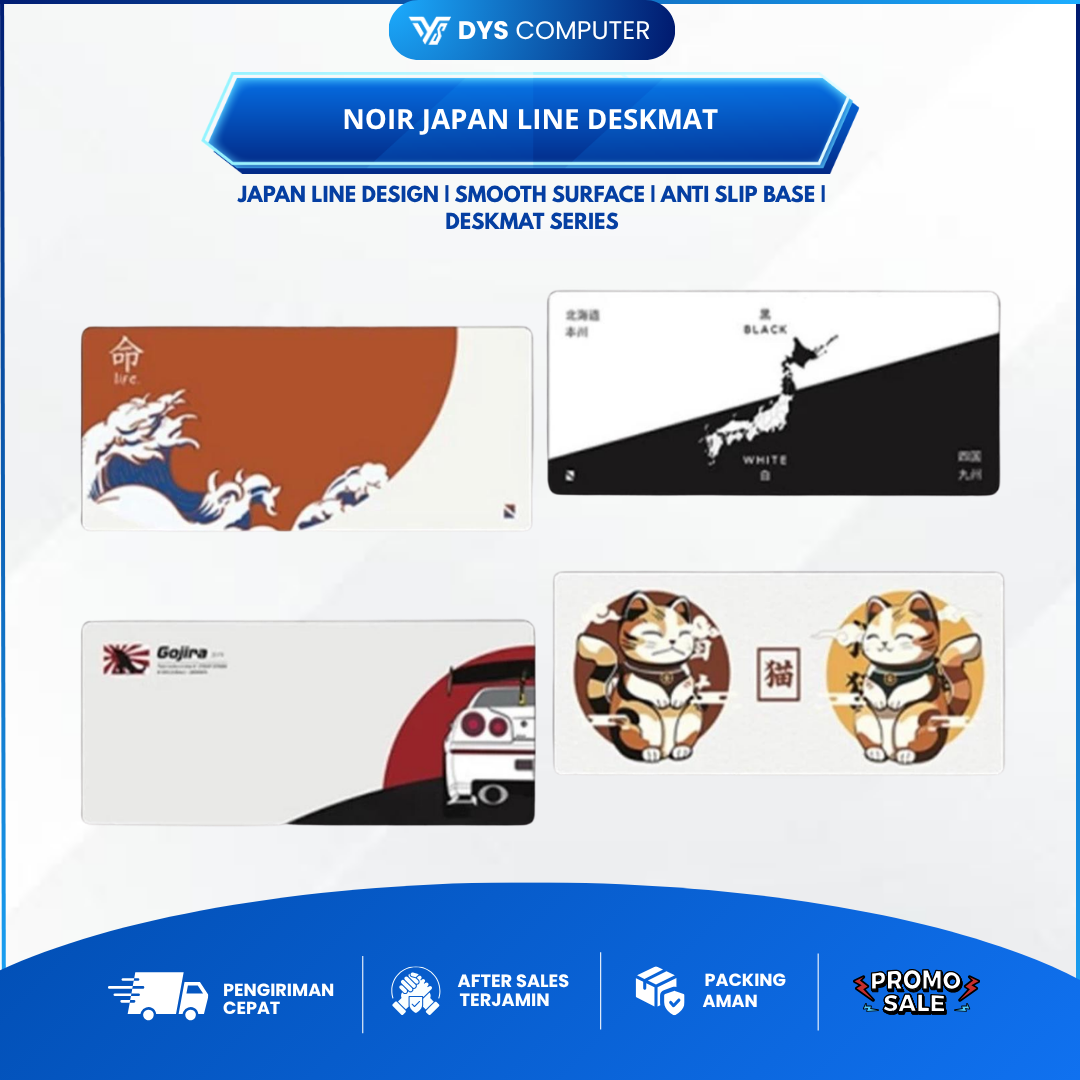 Noir Japan Line Deskmat Mousepad Gaming Aesthetic Anti Slip Base