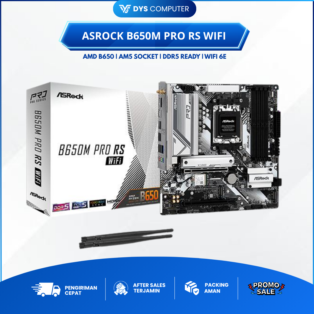 Motherboard ASRock B650M Pro RS WiFi AMD AM5 DDR5 M-ATX Support Ryzen 7000 8000G 9000 Series Resmi