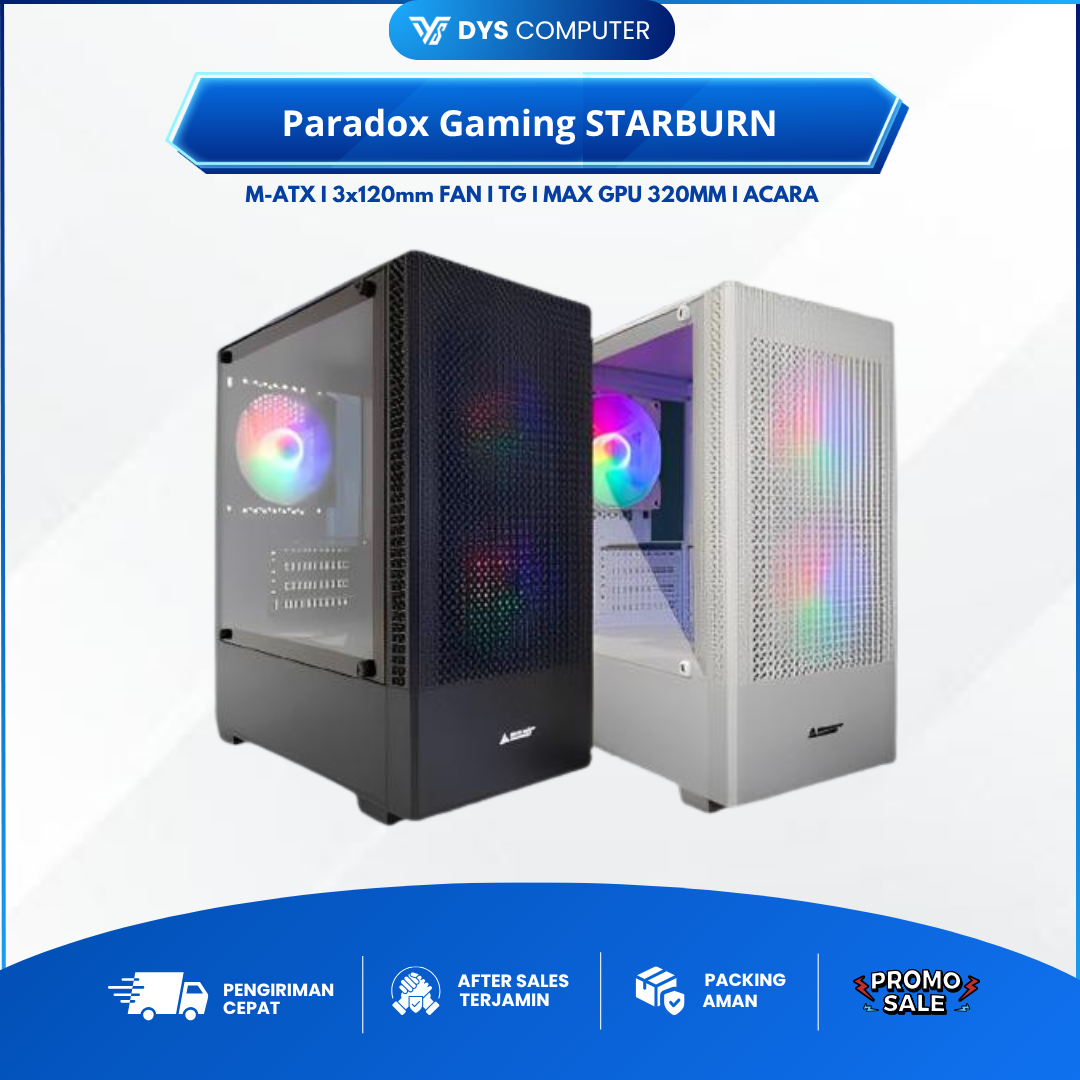 Casing Paradox Gaming STARBURN Tempered Glass 3x Fan 120mm
