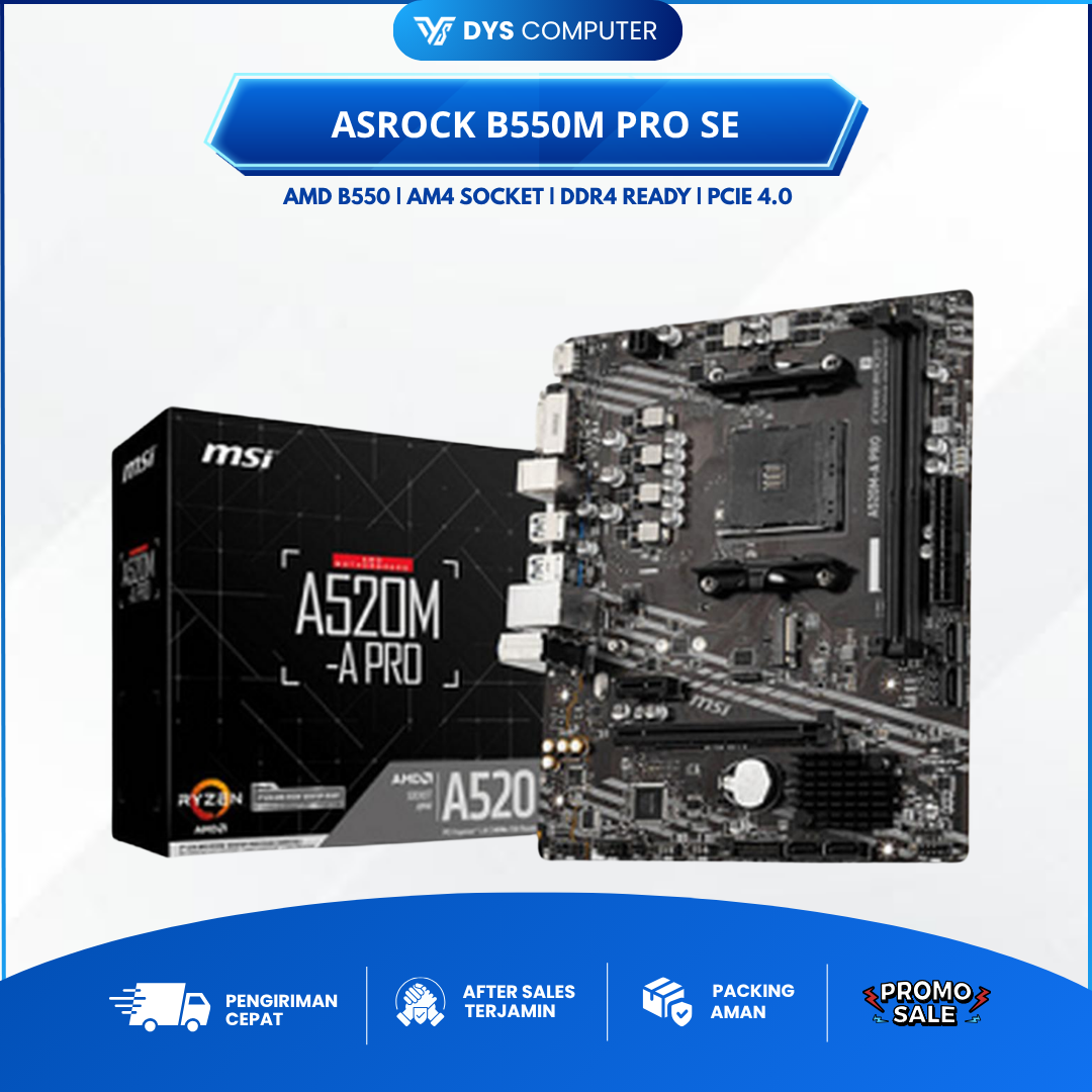 ASRock B550M Pro SE Motherboard Gaming AMD AM4 DDR4 PCIe 4.0 M-ATX