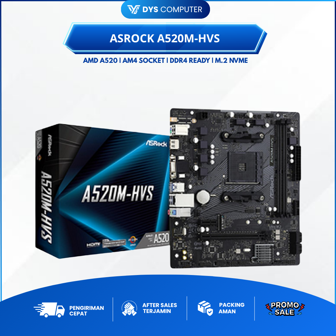 ASRock A520M-HVS Motherboard AMD Ryzen AM4 DDR4 M-ATX