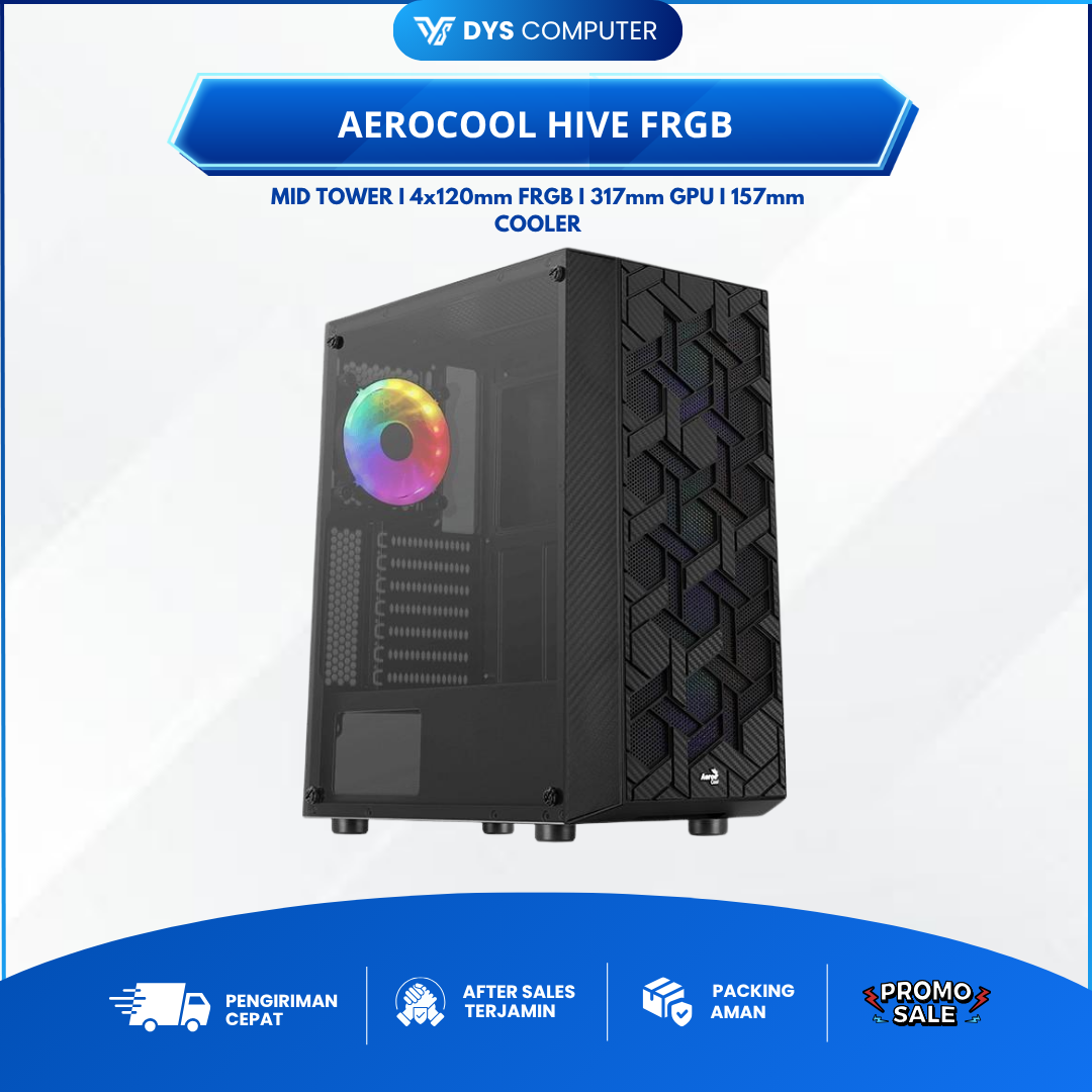 AEROCOOL HIVE FRGB BLACK Tempered Glass Chassis