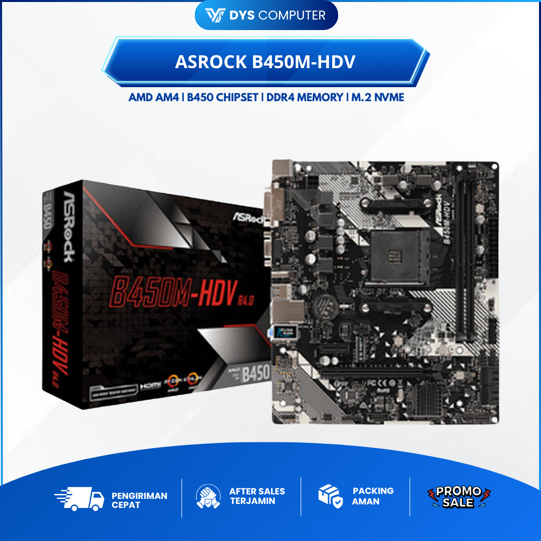 Motherboard ASRock B450M-HDV AMD AM4 DDR4 B450 Micro ATX