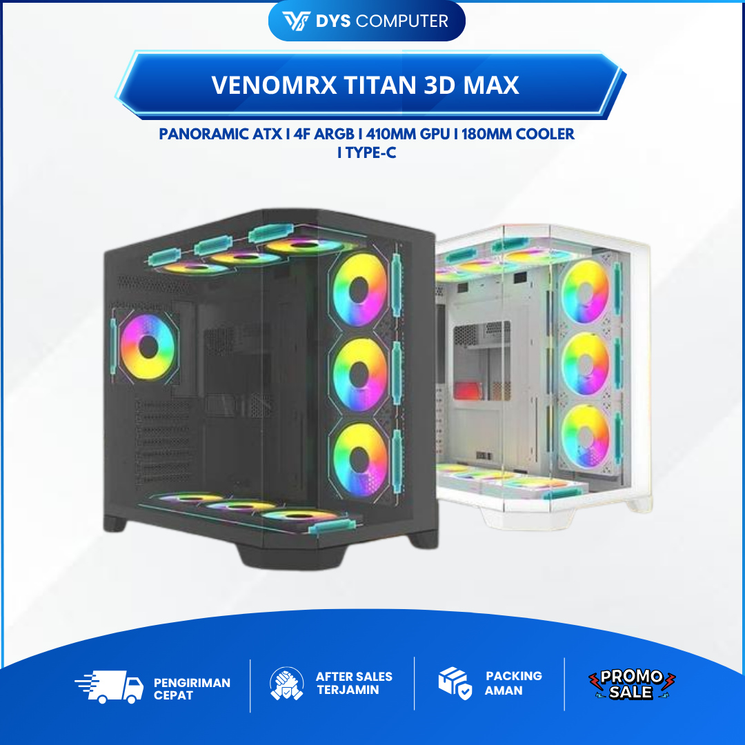 CASING VENOMRX TITAN 3D MAX - Tempered Glass Modern Aesthetic Panoramic ATX Gaming Case