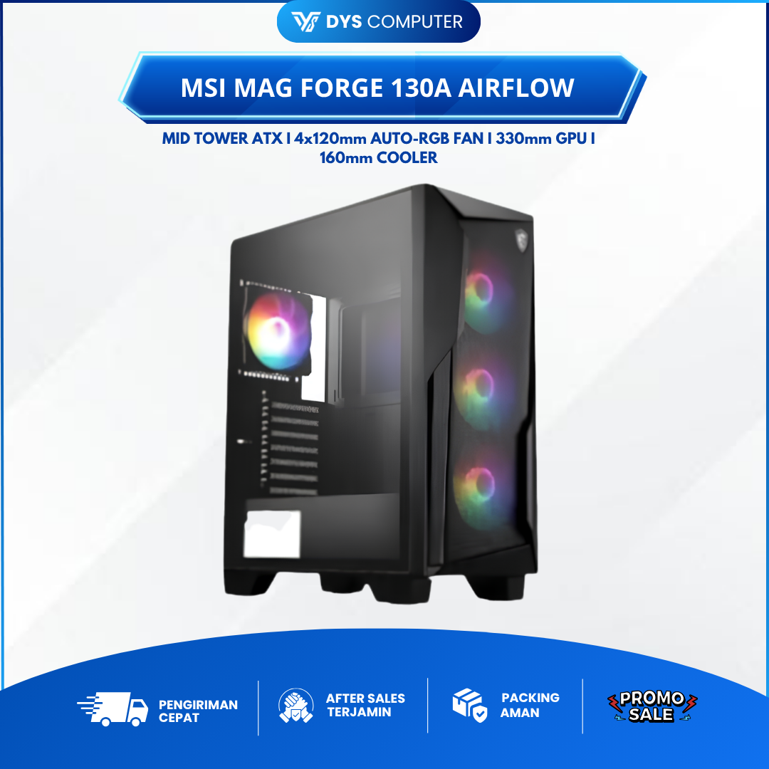 Casing MSI MAG FORGE 130A AIRFLOW ATX PC Casing + 4 Pre-install Fan